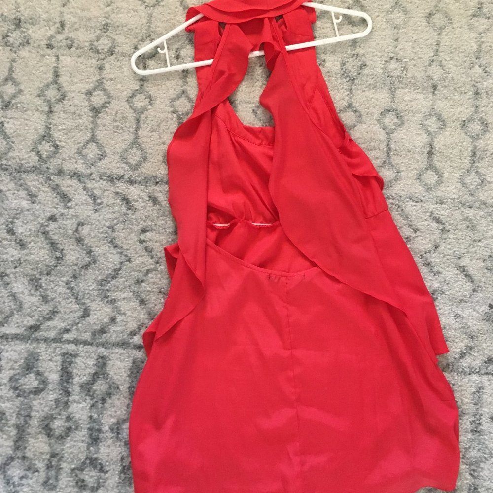 Red Ruffled Halter Styled Mini Dress - Picture 2 of 2